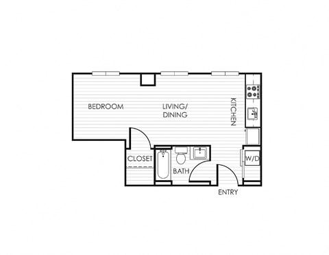 a floor plan of a small house with a bedroom and a living room
